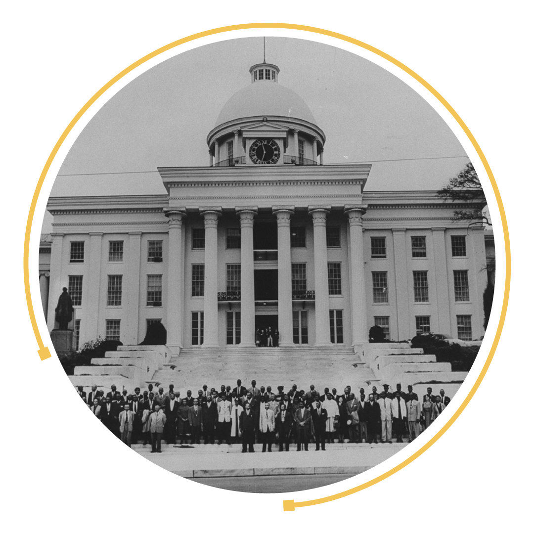 Members of the Montgomery Bus Boycott in front of the Supreme Court Building
