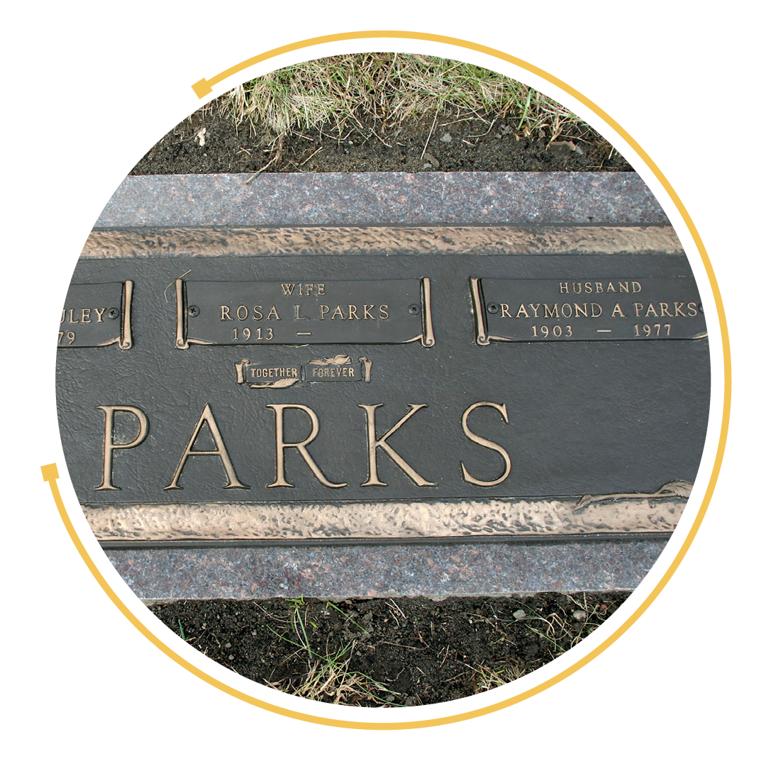 The gravestone of Rosa and Raymond Parks