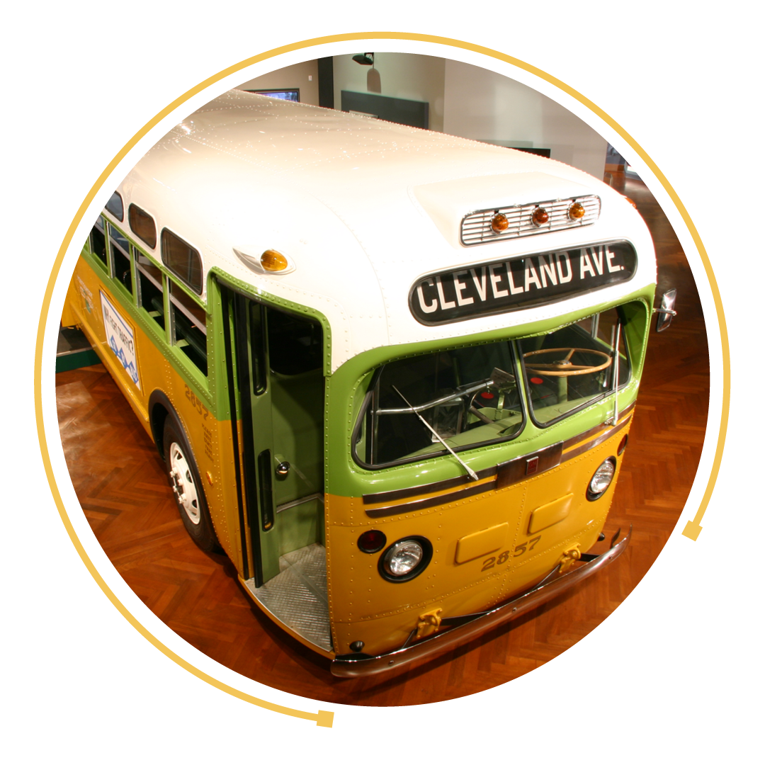Restored bus that Rosa Parks rode on displayed at the Henry Ford Museum