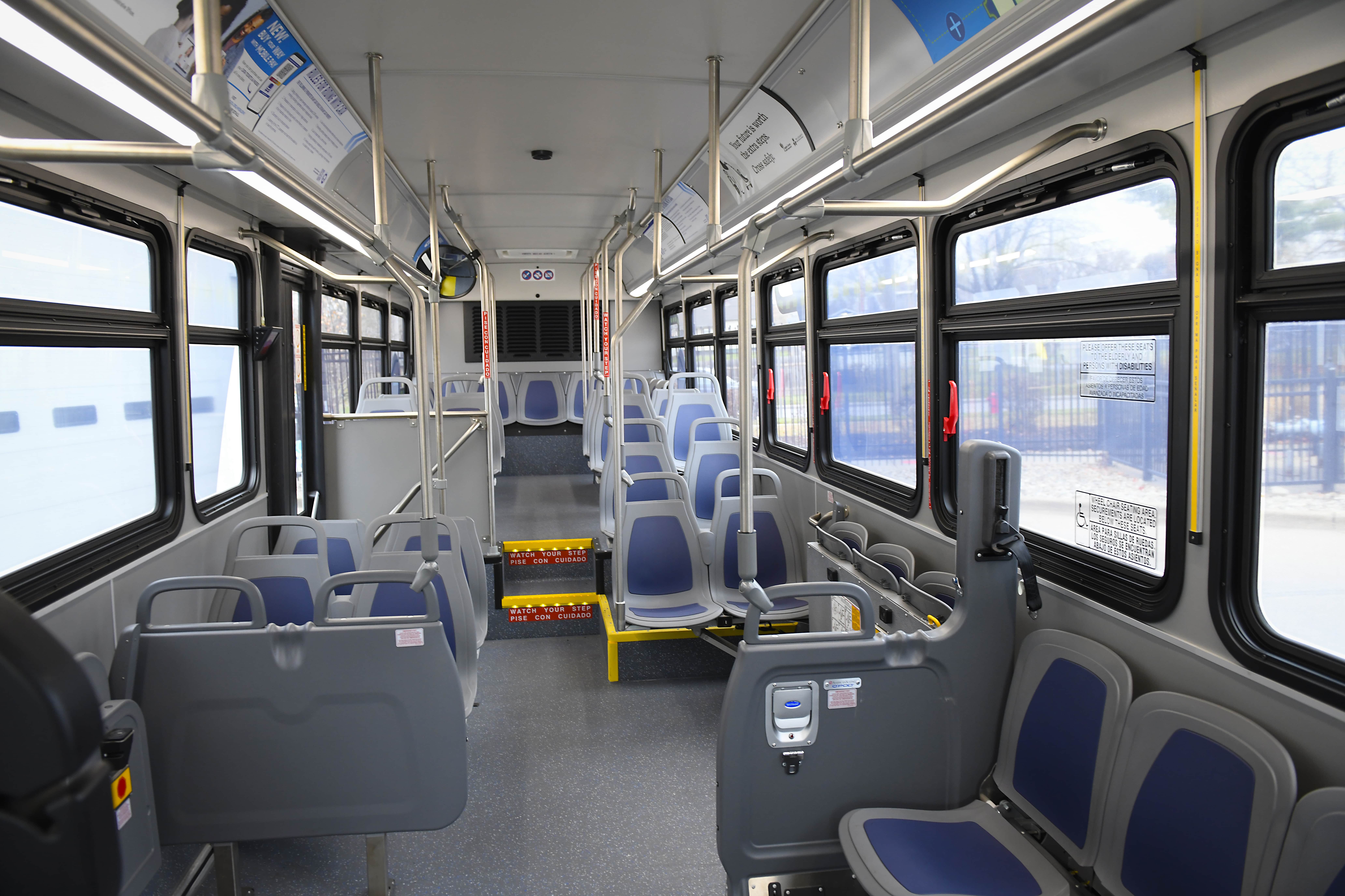 Interior of CATA's electric bus