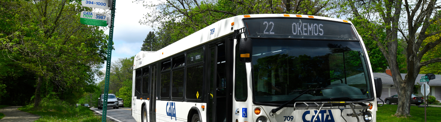 A CATA bus heading to Okemos