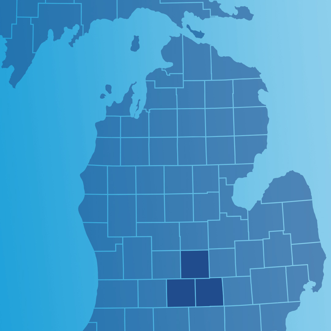 Map of Ingham, Eaton and Clinton Counties