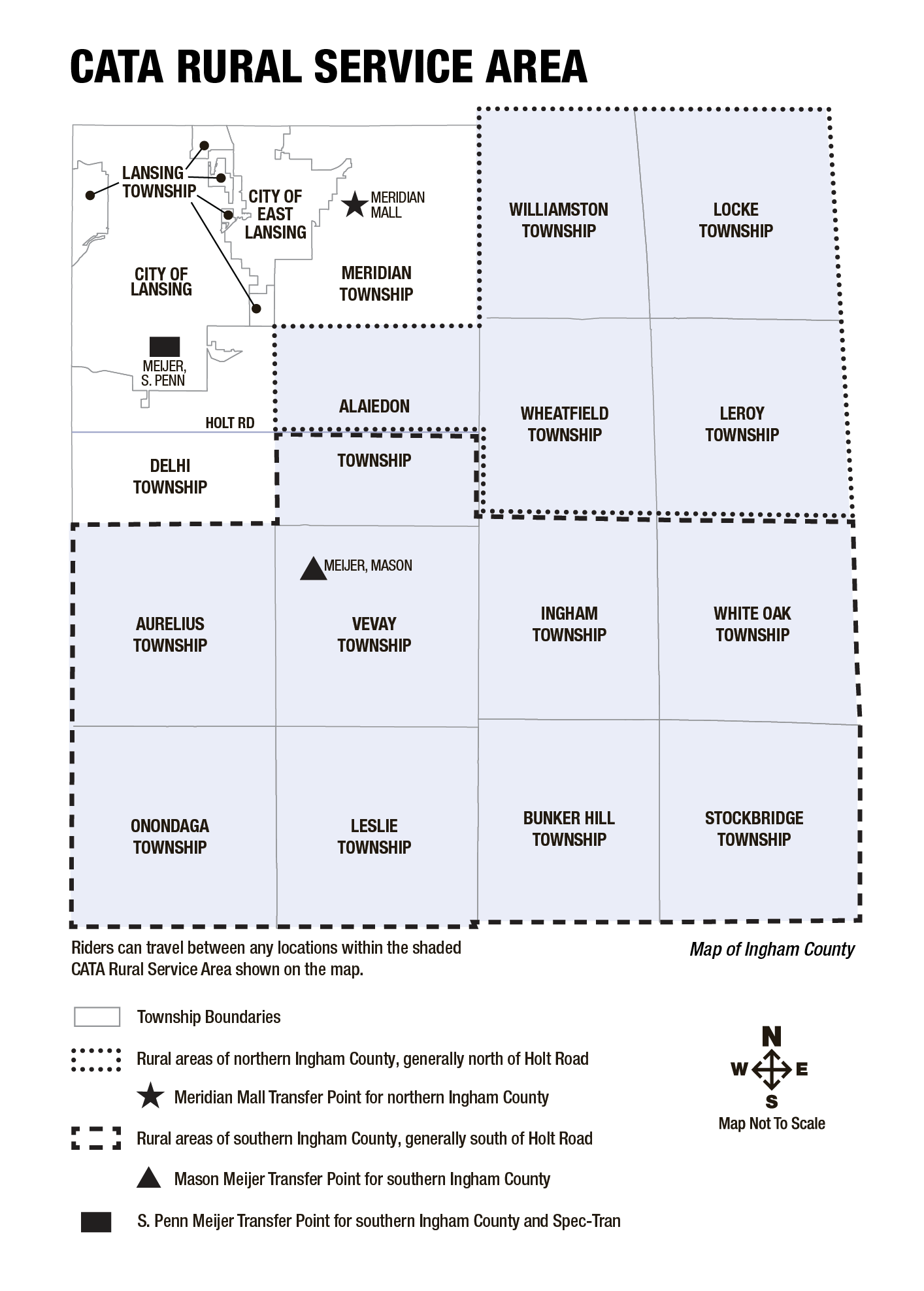 Map of the CATA Rural Service area