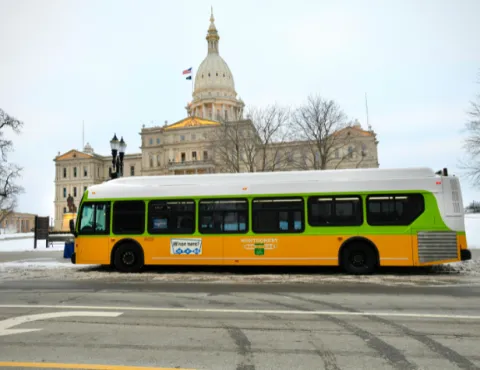CATA's Rosa Parks but in front of the Capitol building