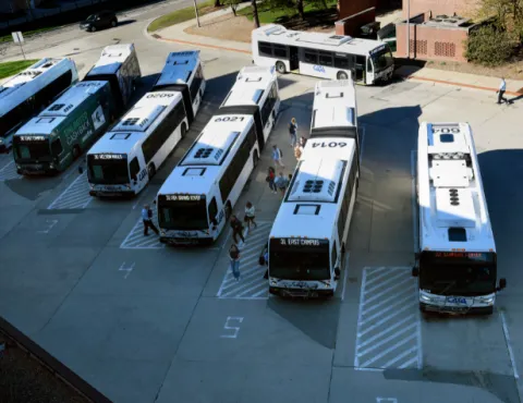 MSU Busses from the top of ramp 1