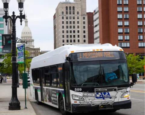 CATA Route 1 bus in downtown Lansing 