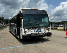 CATA's Ingham County Fair shuttle outside of the Ingham County Fair