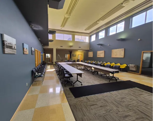 The inside of the Board Room at the former Greyhound building
