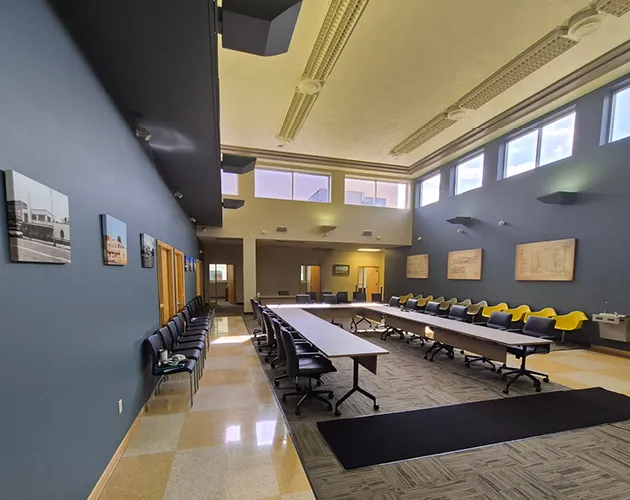 The inside of the new board room at the former Greyhound building.