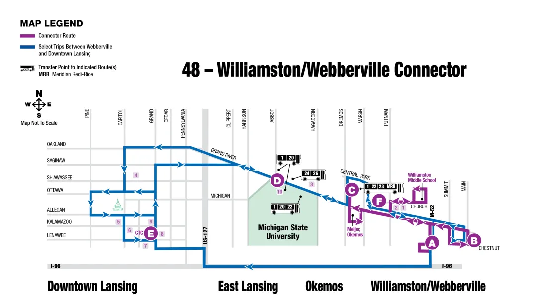 Route map of the 48 - Williamston Webberville Connector